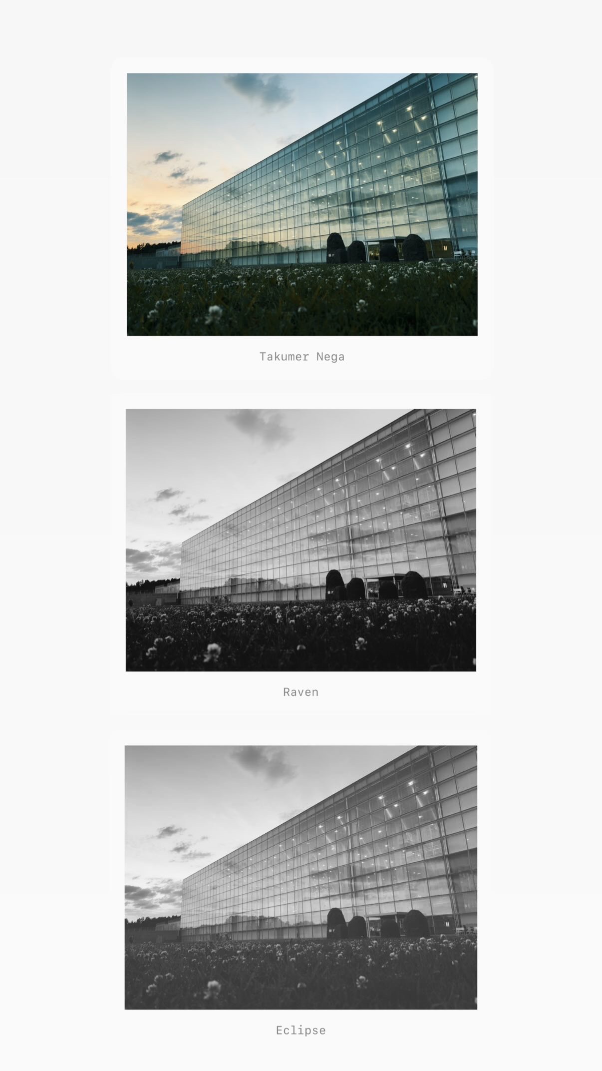 Warm film color comparison sample